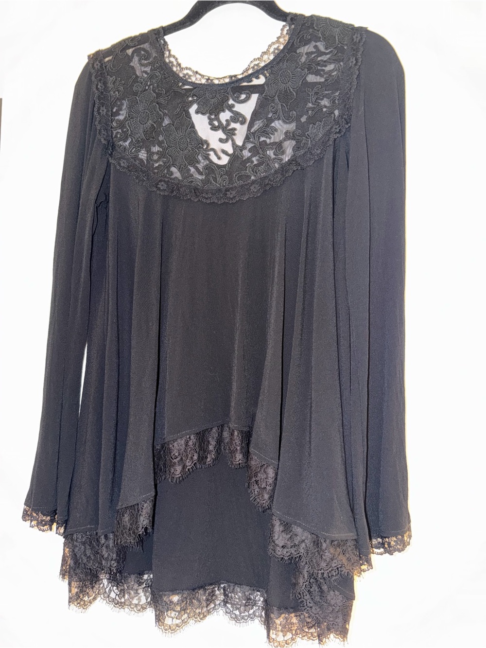 For Love & Lemons Black Lace Layered Tunic Top !